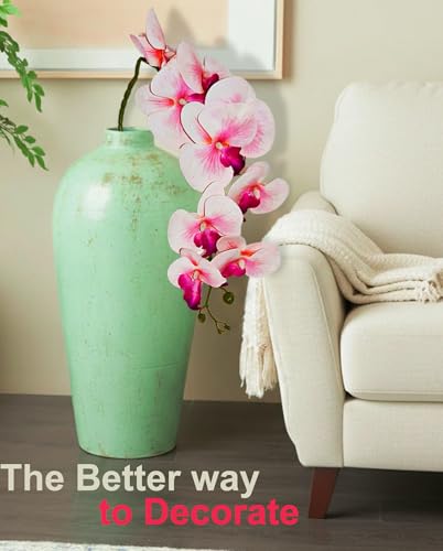 Image of CraftVatika Artificial Faux White Orchid Flower Single Stem with 10 Flower Heads | Phalaenopsis-Style Butterfly Orchid Look | Decorative Flower for Vase Decoration, Home, Office, Wedding Event Decor