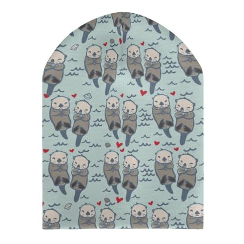 Cute Lovely Otters in The Sea Kids Beanie Hat for for Girls Boys Children Cap Winter Knitted Chemo Cancer Headwear Accessories Gifts Decoration Black3