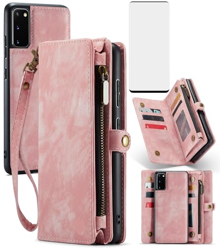 Coque Samsung S20 cuir à fermeture éclair et porte-cartes détachable 6.2