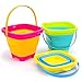 Shindel 3PCS Foldable Pail, 2L Silicone Collapsible Bucket Sand Buckets, Camping Gear Water and Food Jug, Pets Bowls, Fishing Tools Car Washing Tub