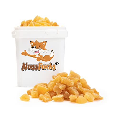 Ingwerstücke leicht kandiert scharf 1,5kg - Ingwer Stücke leicht gezuckert aromatisch scharf - vegan naturbelassen ungeschwefelt getrocknet - 100% Natur Ingwerwürfel - NussFuchs (1,5kg) Cover