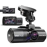 VANTRUE N4 3 Channel Dash Cam, 4K+1080P Dual Channel, 1440P+1440P+1080P Front Inside Rear Three Way Triple Car Dash Camera, IR Night Vision, Capacitor, 24 Hours Parking Mode, Support 512GB