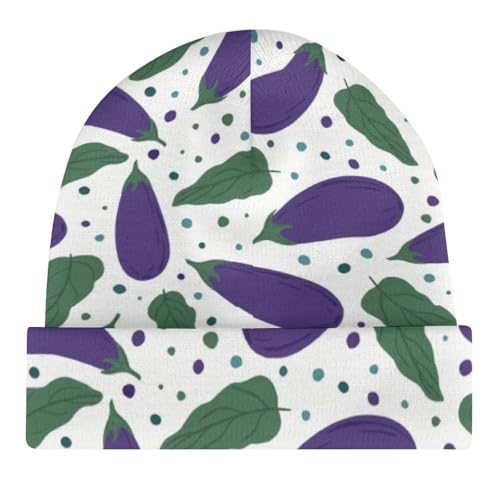 Vegetables Eggplant Pattern Kids Beanie Hat for for Girls Boys Children Cap Winter Knitted Chemo Cancer Headwear Accessories Gifts Decoration Black4