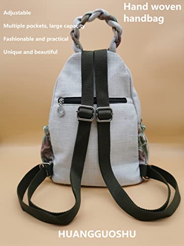 Image of Small Canvas Backpack, Retro Boho Washed Hippie for Women Daily Commute (Mango Decorations)