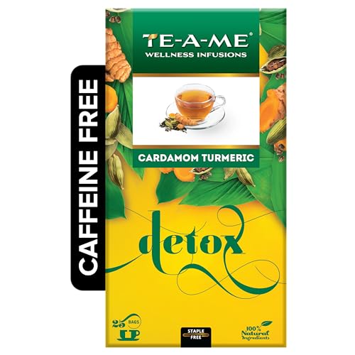 TE-A-ME Detox Cardamon Turmeric Tea | Herbal Tea | Herbal Tea for Weight Loss | Herbal Tea Bags | Caffeine Free Tea