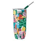S’well Edelstahlbecher mit Strohhalm und Schiebedeckel, 700 ml, Stil Papierausschnitte, dreilagiger, vakuumisolierter Behälter, hält Getränke 18 h kalt und 5 h heiß, BPA-frei