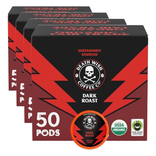 Death Wish Coffee - Dark Roast Single Serve Pods - (50 Count) (Pack of 4)