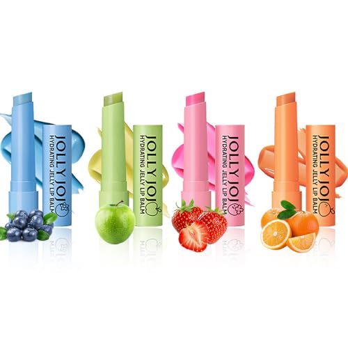 RoseFlower Set Balsami per Labbra Colorato Naturale ai 4 Gusti di Frutta, Tubi per Riparare e Prevenire Labbra Screpolate e Secche