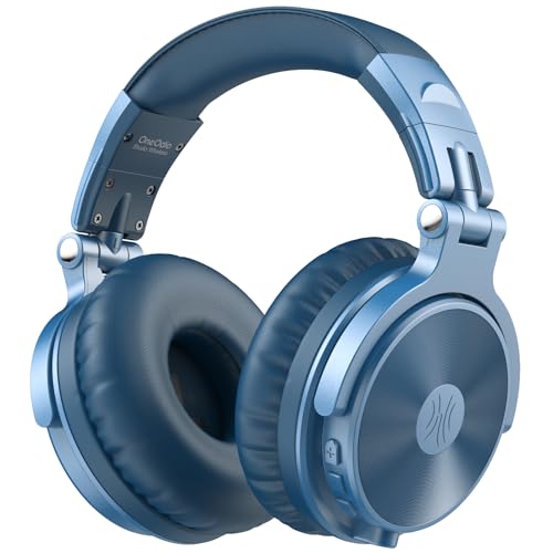 OneOdio Bluetooth Over Ear Headphones, 110 Hrs Wireless/Wired Stereo Sound Foldable Headsets with Deep Bass 50mm Neodymium Drivers for PC/Phone/Tablet - Studio Wireless Pro C, Sky Blue