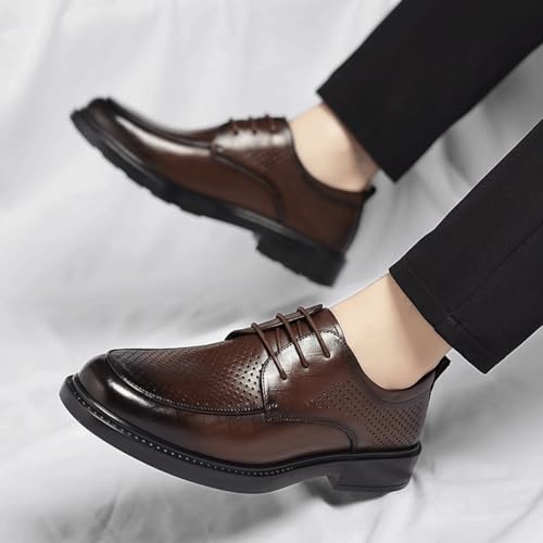 Men’s Comfort Oxfords Shoes for Men, Breathable Hollow Pointed Toe Lace-up Genuine Leather Comfort Dress Shoes for Wedding Office2