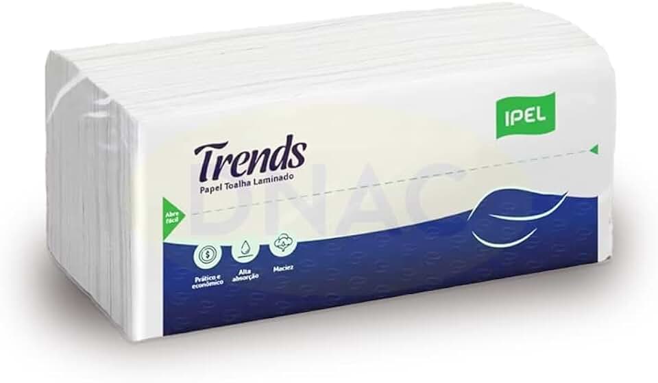 Papel Toalha Interfolha Para Banheiro Luxo Folha Dupla Laminado Descartável, Trends, Ipel, 250 folhas