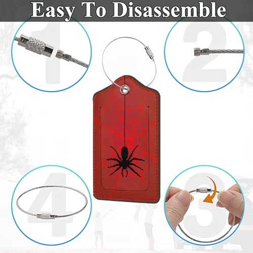 Spider on Spider Web Luggage Tags, 2 Pack Travel Cruise Tags for Suitcases, Cute Identifiers with Privacy Flap, Baggage Tags for Women Men Kids Backpack Handbag4