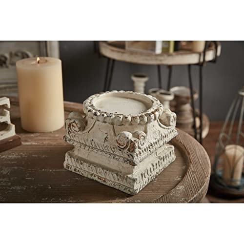 Sofe AMA22 Column Pedestal Stand For Decoration Display, Distressed White Small Plant Stand thumb #5