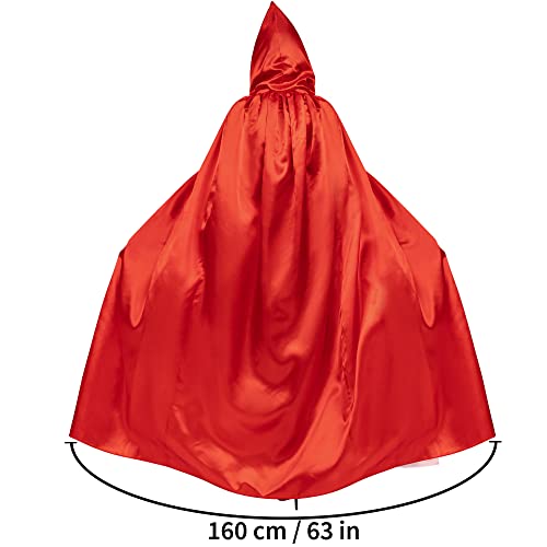 Myir Unisex peleryna z kapturem, szlafrok, satyna, cosplay, Halloween, Boże Narodzenie, fantazyjne kostiumy dla dorosłych (czerwony, L)