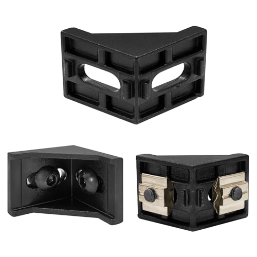 Image of 24pcs 3030 Aluminum Extrusion Corner Brackek Black 3030 Hardware Accessories T-Slot with Screws for 8020 Aluminum Profile 3D Printer Accessories