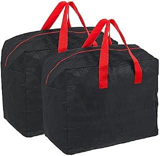 Ram® Black 2 x Large Christmas Tree Decorations Decor Tinsel Storage Bags Suitable For String Lights, Tinsel, Baubles Waterproof With Handles And Zip