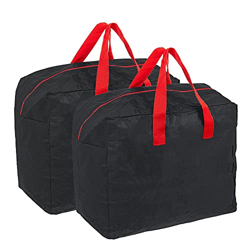 Ram® - 2 bolsas de almacenamiento para decoración de árbol de Navidad, color negro, ideales para cuerdas de luces, espumillón, bolas impermeables con asas y cremallera Cover