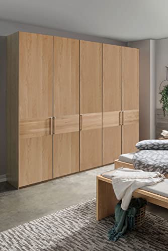 WIEMANN Kiruna Kleiderschrank, Schlafzimmerschrank, Drehtürenschrank, Breite 250 cm, 5-türig, Eiche, Querriegel, B/H/T 250x217x58 cm