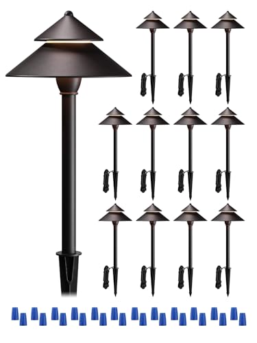 LEONLITE 12-Pack LED Landscape Pathway Lighting, 3W AC/DC 12V-24V Low Voltage Path Lights, 127LM Waterproof Aluminum Landscape Lights, 3000K Warm White, ETL Listed Yard Walkway Lights