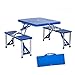 Zewnętrzny Przenośny Składany Stół Piknikowy I Zestaw Krzeseł, Przenośna Walizka Na Stół Kempingowy Zestaw Stołków Z Otworem Na Parasol Na Wycieczkę Grill Party Jadalnia Wędkarstwo (Color : Blue)