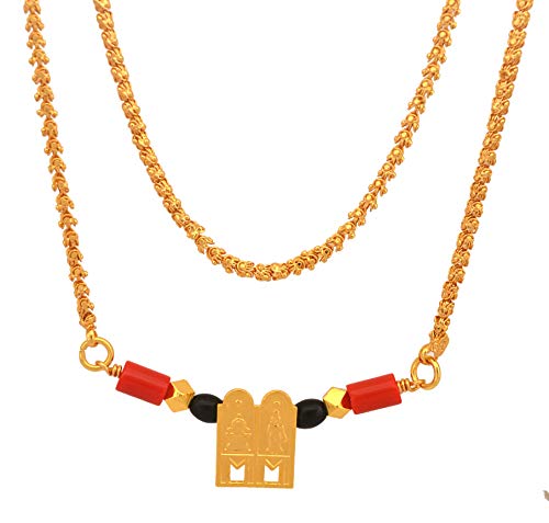 Image of Radha's Creations Women's 1 Gram Gold Plated Copper Mangalsutra with Chain 24 inch and Vati Tanmaniya