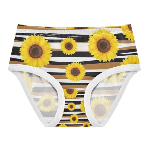 Yellow Sunflowers Brown Toddler Girl Underwear, Girls Briefs, 2T–8 Years