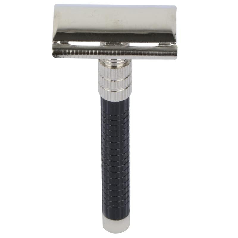 ANGEL INFINITE Silver Double Edge Safety Razor Wet Shaving For Men & Women | Classic 3-Piece Stainless Steel Butterfly Safety Razor, Short Handle Safety Razor/Machine Double Edge for Shaving Razor (Black)