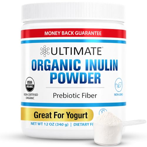 Ultimate Organic Inulin Powder. Make Delicious Probiotic Yogurt with Chicory Root Soluble Prebiotic Fiber. Dietary Supplement for Gut Health. Mix in Coffee Tea & Smoothies. Low Carb & Keto (12oz)