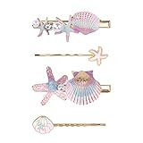 BeShiny 4 Pcs Starfish Seashell Hair Clips Pearl Barrettes Alloy Mermaid Hair Accessories for Women