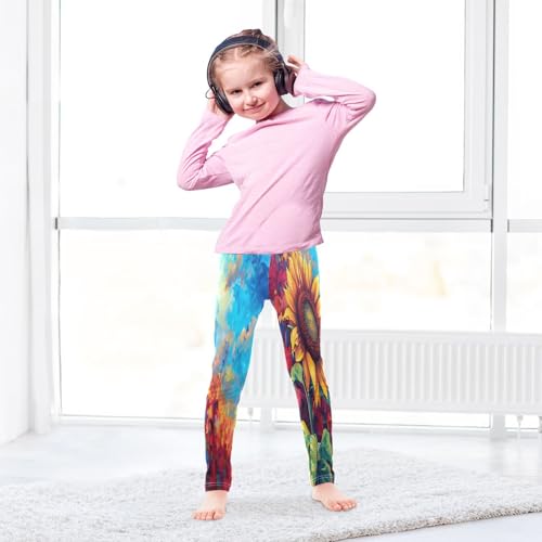 Bolaz Toddler Girls Leggings Printed Yoga Pants Leggings Sunflower Oil Painting for Kids4