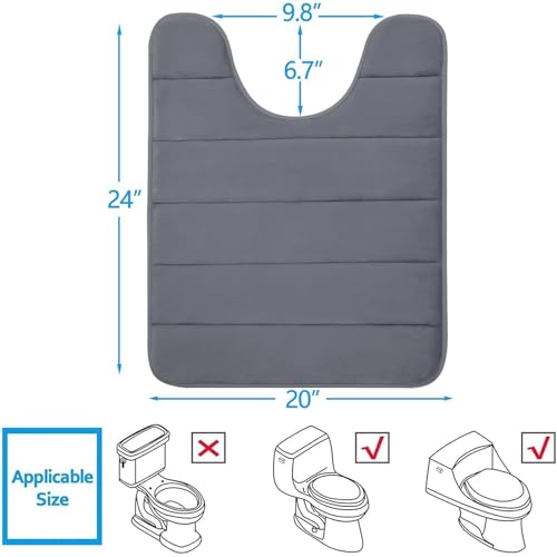 Image of Buganda Memory Foam Contour Toilet Bath Rug, U-Shaped Non Slip Absorbent Thick Soft Washable Bathroom Rugs, Floor Carpet Bath Mat for Bathroom Sink Toilet (20 inch x 24 inch, Dark Grey)