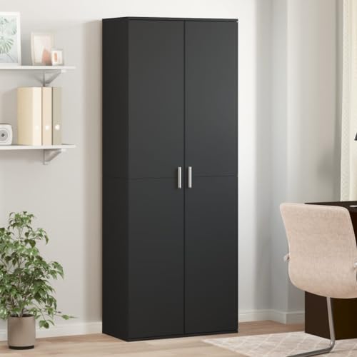 UJCHVHN Highboard Black - Armarios de madera de ingeniería y armarios de almacenamiento y taquillas (70 x 35 x 180 cm), color negro