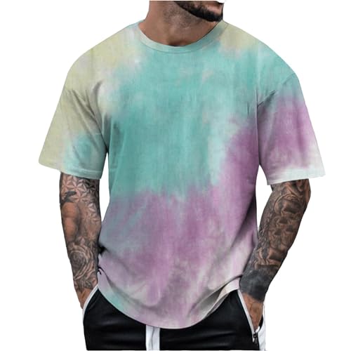 Men's T-Shirt Shirt T-Shirts T Shirt Men Tee Fashion Casual Soft Comfortable Men's T-Shirt Pure Cotton Crew Neck Washed Distressed Style Short Sleeve, Mint Green, XL