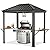 ABCCANOPY Grill Hardtop Gazebo 6x8 - Outdoor Metal Hard Top Gazebo, Permanent Galvanized Steel BBQ Gazebo Aluminum Framed Pavilion with Shelves for Patio Backyard Lawn Garden (Single Roof, Dark Brown)