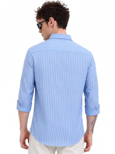 Image of Youth First Men's Cotton Blend Casual Shirt | Regular Fit Solid Full Sleeve Button Down Collared Shirts | Comfortable Formal Office Business Casual for Men