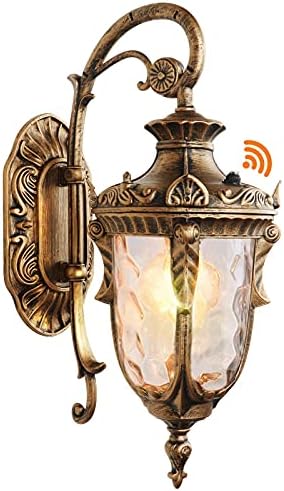 PARTPHONER Dusk to Dawn Outdoor Wall Lights Exterior Light Fixture, Gold Porch Light Wall Mount with Light Sensor, Outside Wall Sconce Lighting Wall Lamp for Entrance Doorway Garage House (Gold)
