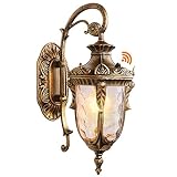 PARTPHONER Dusk to Dawn Outdoor Wall Lights Exterior Light Fixture, Gold Porch Light Wall Mount with
