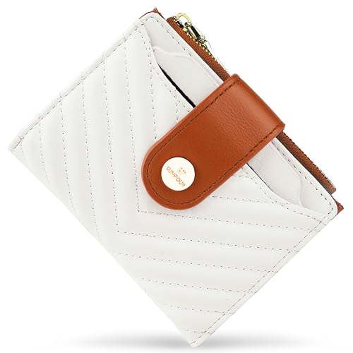 Image of Small Womens Wallet,Slim Bifold Leather Wallet for Women RFID Card Holder Ladies Compact Pocket Wallet Small Wallet for Crossbody Bag(Beige＆Brown)