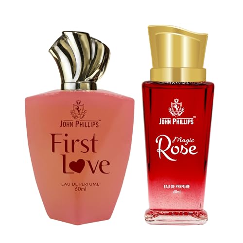 Image of JOHN PHILLIPS FIRST LOVE & MAGIC ROSE Eau De French Perfume Combo Gift Set For Women (Pack Of 2,120ML)