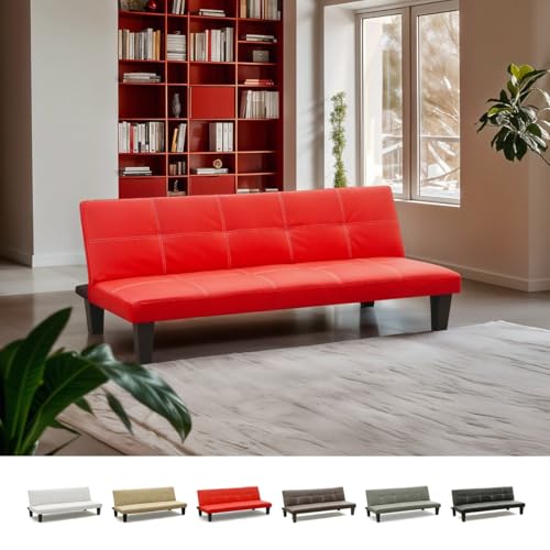 Produce Shop Sofá Cama 3 plazas Cuero Polipiel Topazio Pronto letto - Rojo
