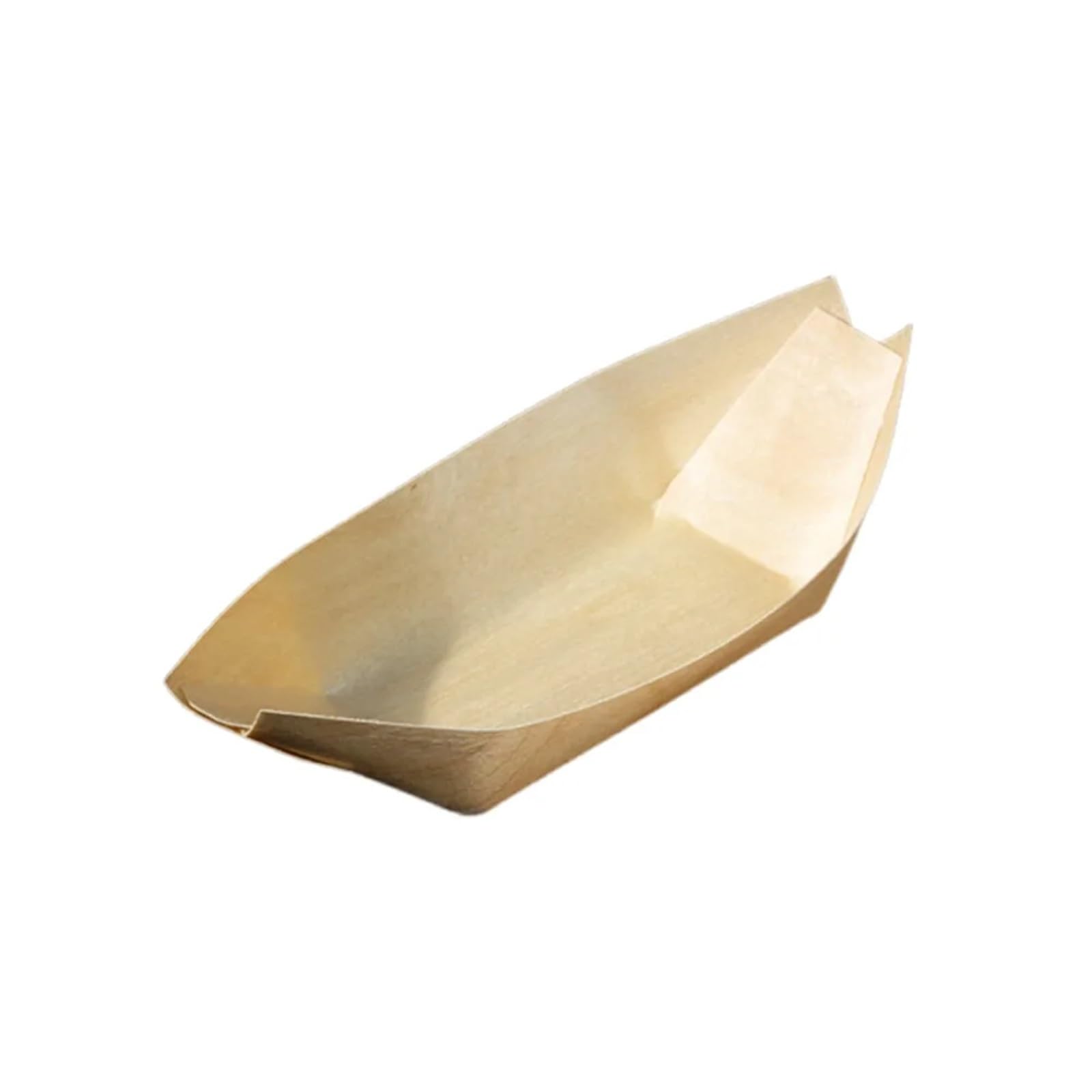 200PCS Disposable Wooden Boat-Shaped Plates Sushi Trays Serving Platters for Parties