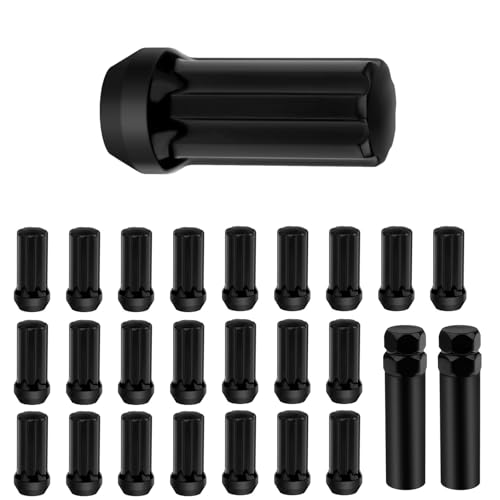 SCITOO 14x2 Spline Lug Nuts Fits for 1997-2014 for Ford for F150 for Ford Expedition 24pcs+2keys Black Close End 2