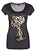 Produktbild Sublevel Damen T-Shirt mit Snoopy aus Pailletten Comic Shirt kurz mit Rundhals Ausschnitt und Logo Print Dark-Grey XS