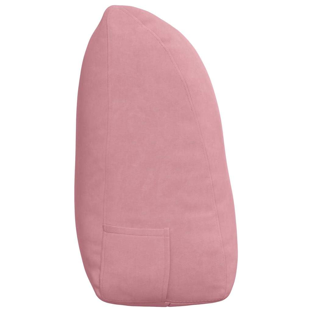 Rückenkissen Rosa 120x24x50 cm Samt mit Seitentasche, Abnehmbarer Bezug, ergonomische Rückenlehne für Sofa Couch & Bett, modernes Dekokissen für Wohnzimmer Schlafzimmer Büro