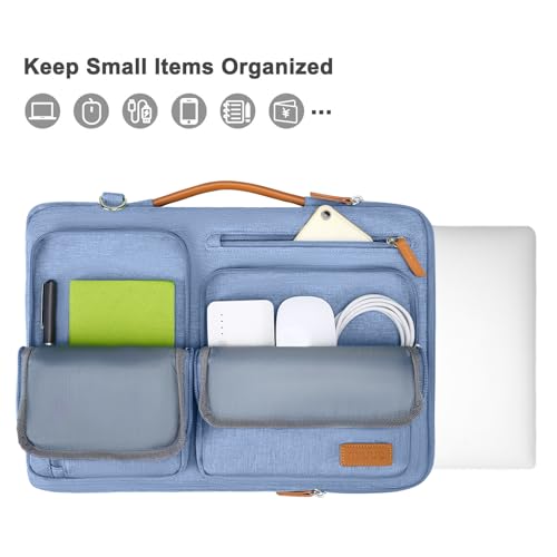 Image of MOSISO 360 Protective Laptop Shoulder Bag,15-15.6 inch Computer Bags Compatible with MacBook Pro 16 inch, HP, Dell, Lenovo, Asus Notebook,Side Open Messenger Bag with 4 Zipper Pockets, Sky Blue