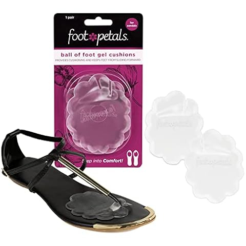 Foot Petals Ball of Foot Cushions, Long Lasting Pain Relief, Women's High Heel Insert 1 Pair, Gel-w/Toe Post, Medium Cover