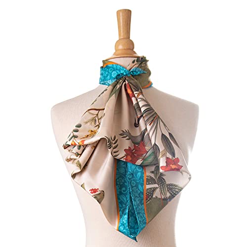 Elizabetta Women's Italian 100% Silk Square Scarf - 35" Made In Italy - Turquoise Floral #TOP2