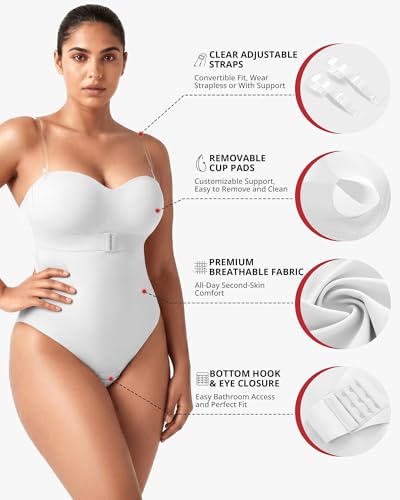 Image of Shapewear Bodysuit Tummy Control Strapless Bra Shapewear for Women Strapless Faja Body Shaper Thong Light Shapewear