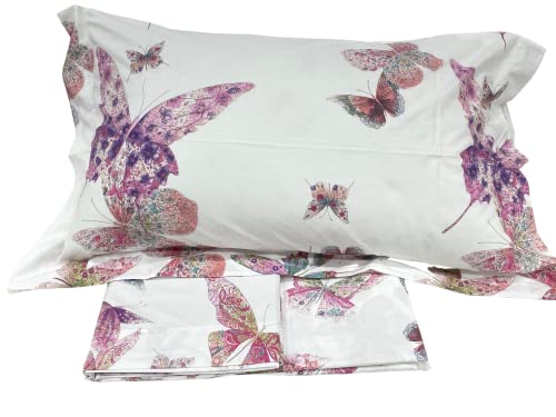  Completo lenzuolo singolo BUTTERFLY colore rosa