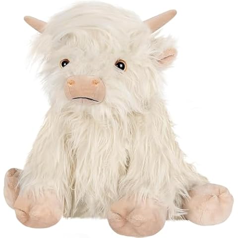 SUZZIPAD Highland Cow Stuffed Animal, Microwave Stuffed Animal Plushies for Girls, Weighted Stuffed Animals for Cramps and Pain Relief, White Highland Cow Plush Toy, Cute Highland Cow, Unscented Cover